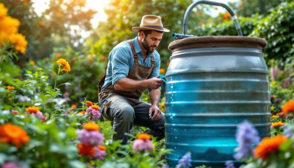 Ein hobbygaertner verraet wie man eine regenwassertonne installiert und wasser im garten spart