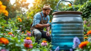 Ein hobbygaertner verraet wie man eine regenwassertonne installiert und wasser im garten spart