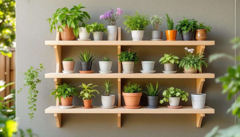 Vergessen sie teure bausaetze so bauen sie ein gartenregal fuer toepfe mit sperrholz platzsparend