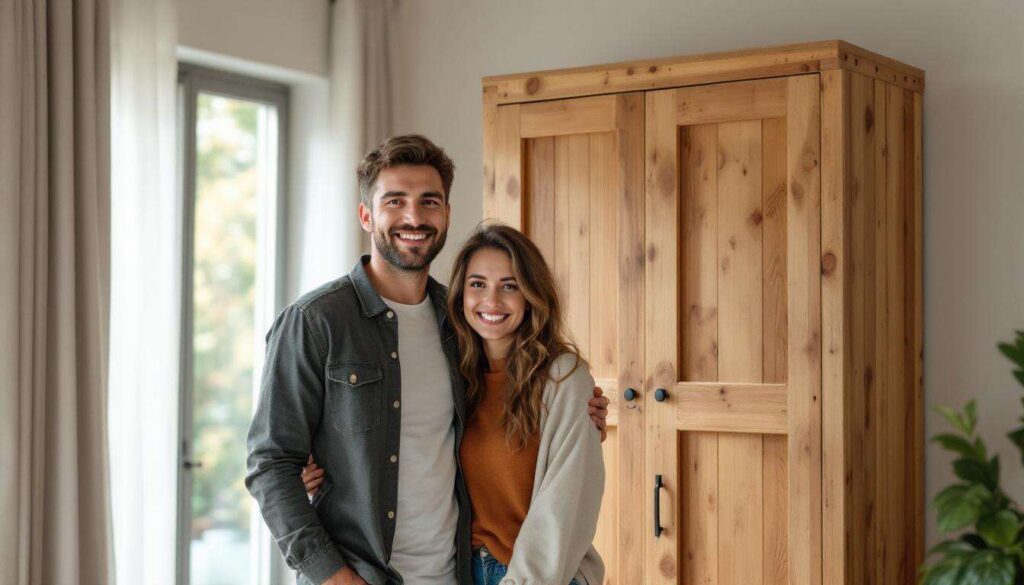 Ein Paar verrät, wie sie mit Holzpaletten eine nachhaltige Garderobe für den Eingang bauen