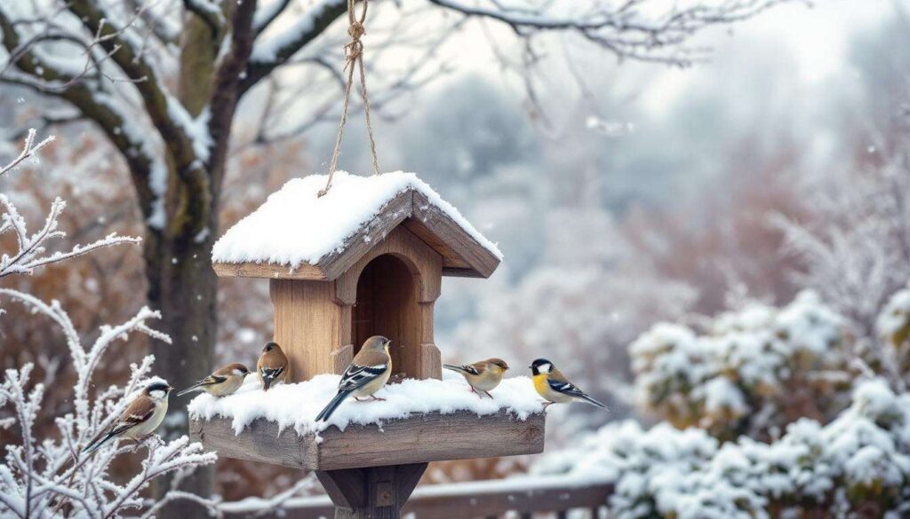 Jausenstation im Garten: Wie man Vögel im Winter richtig füttert